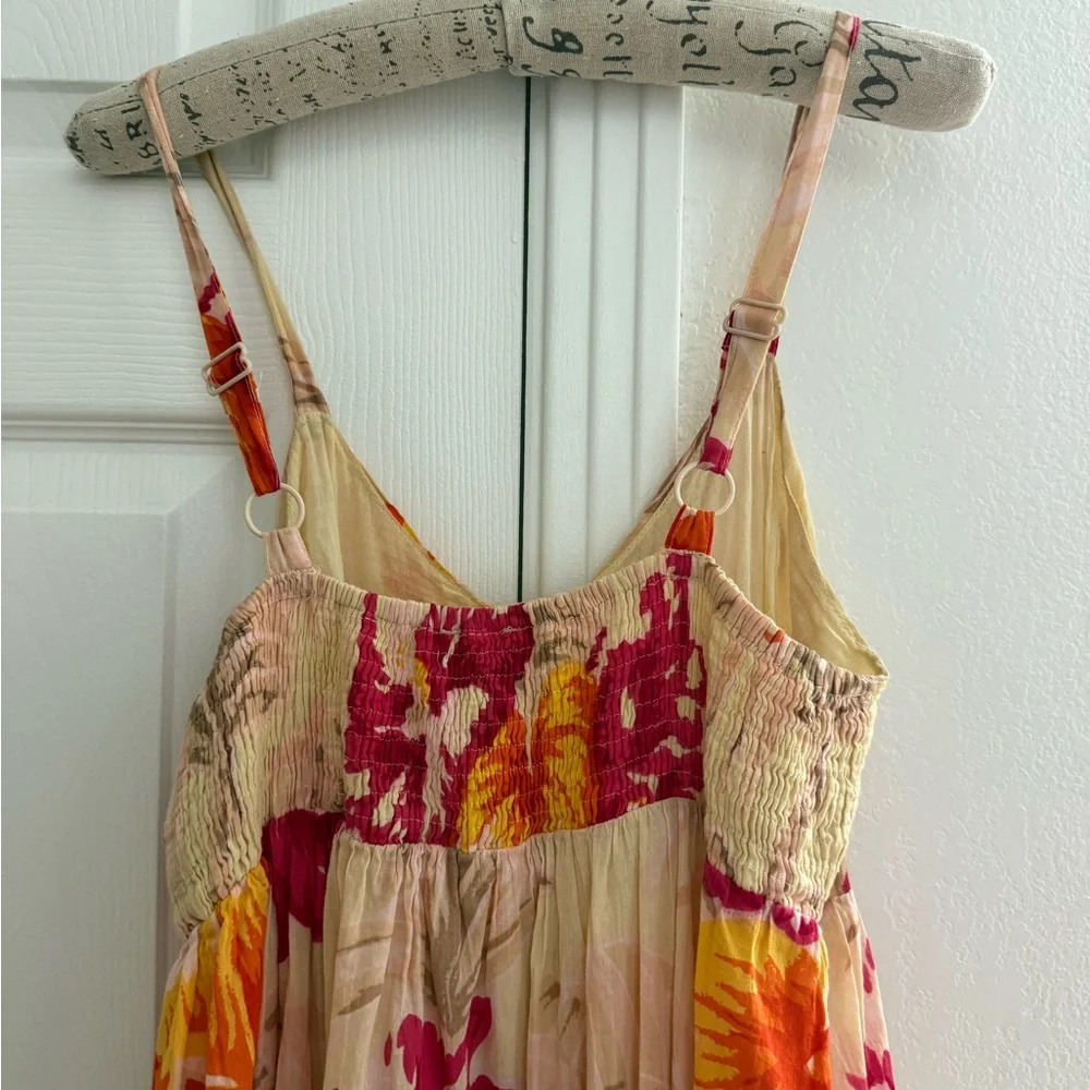Cream Floral Maxi Dress with Pink & Yellow Blooms - Picture 5 of 6